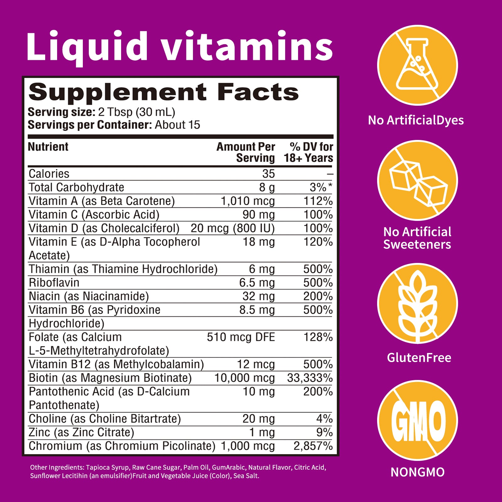 NEWCORE Hair & Skin Glow Liquid Vitamins for Women | Biotin + Plant Nutrients | Supports Thicker Hair, Radiant Skin & Energy | 30 Vegan Sachets